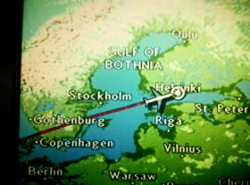 Sono in volo tra Londra e Helsinki, abbiamo