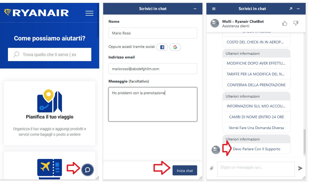 La nuova chat Ryanair - Settembre 2021